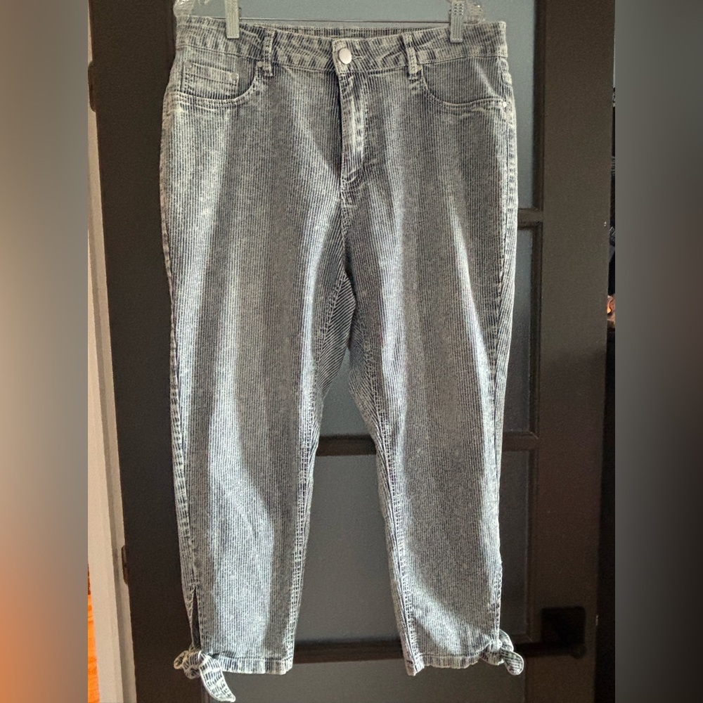 Women's Black and White Striped Jeans
